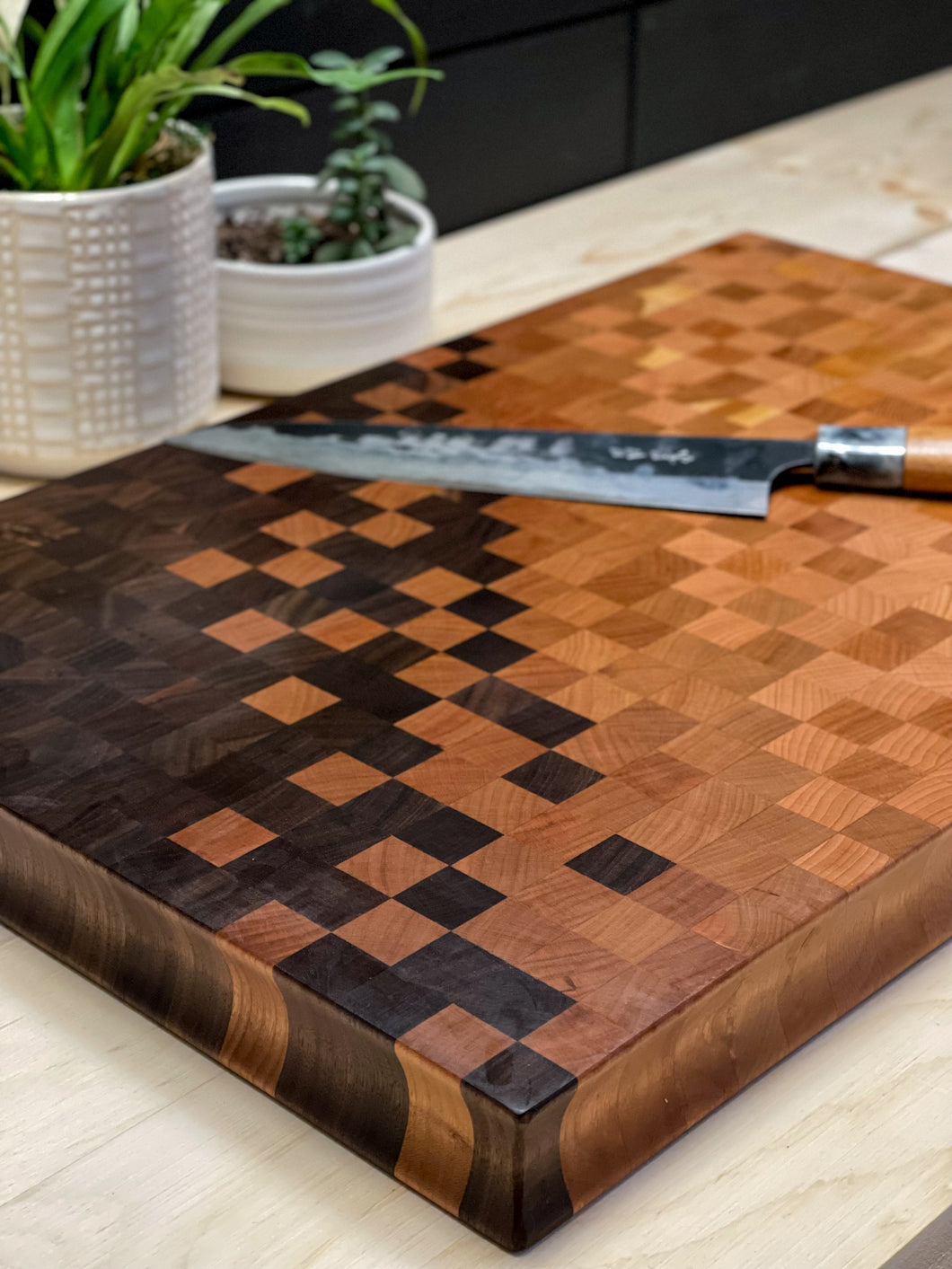 Pixelated Ombre End Grain Cutting Board #1 (21 x 13.5 x 1.5)