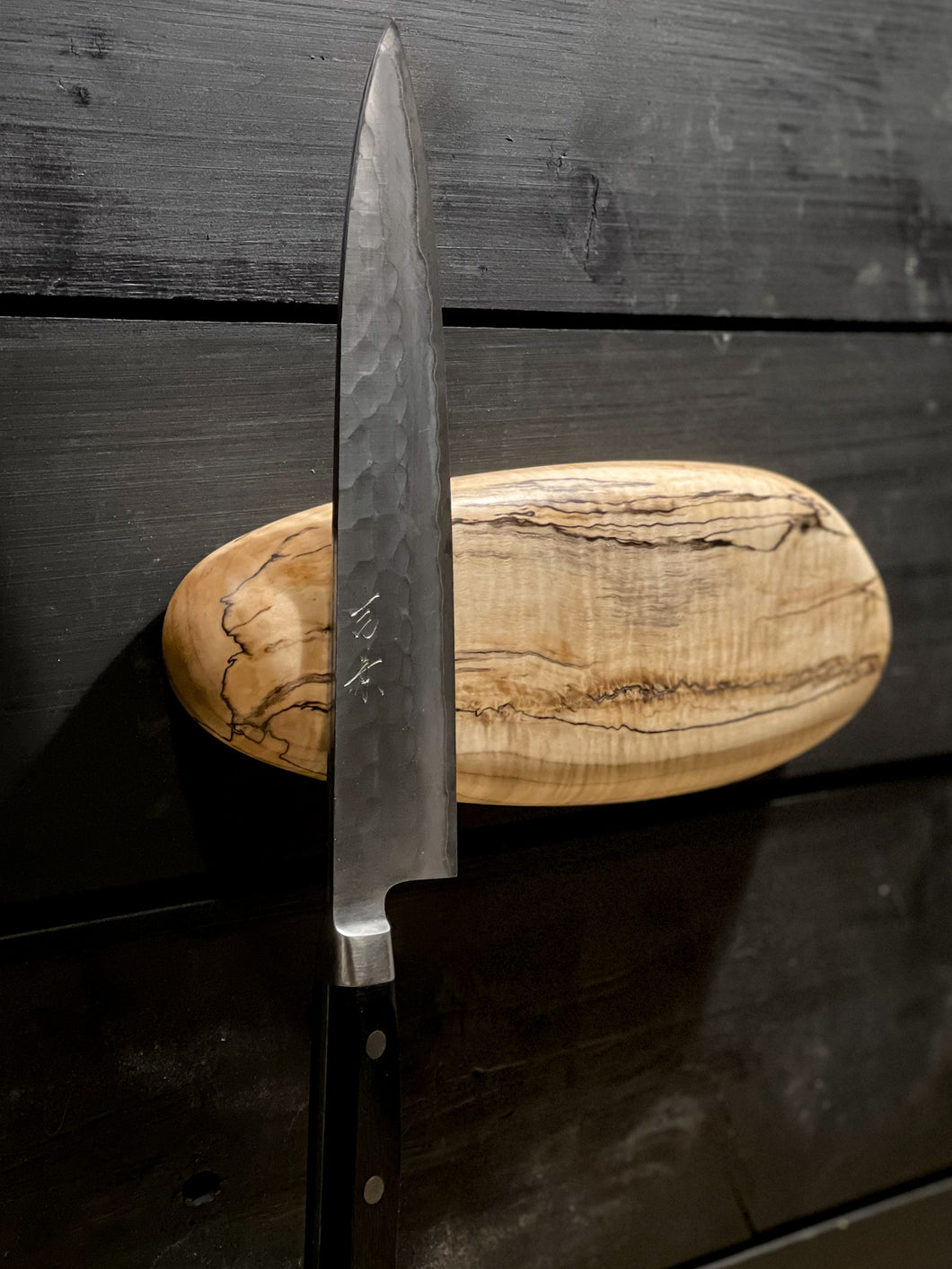 Highly Figured Spalted Maple Magnetic Knife Pebble - 4 Knives (D)